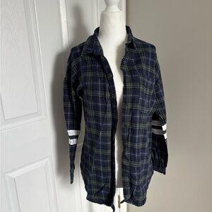 Forever 21 Navy Plaid Flannel with Stripes